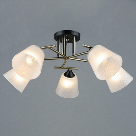 Люстра 5 плафонов 62*25 см Е27 60Вт 20м2 плафон стекло черный бронза Baizheng