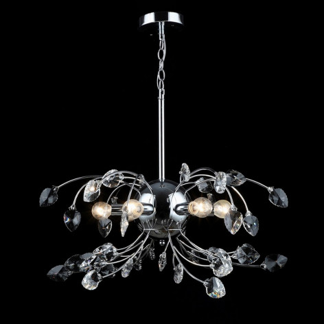 Люстра стеклянная 6 ламп 60*66 см Е14 60Вт 24 м2 декор стекло хром Baizheng