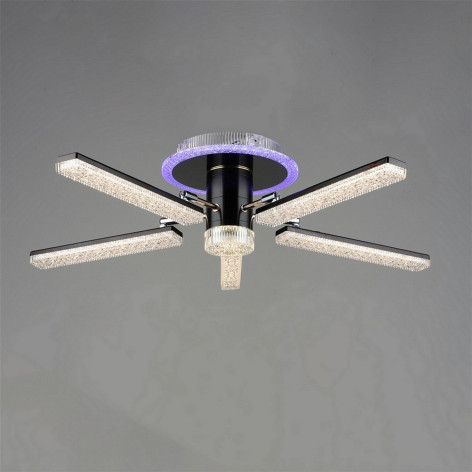 Люстра светодиодная 5 плафонов 80*19 см 110Вт 13750LM 30 м2 4цв прилож пульт черный Baizheng