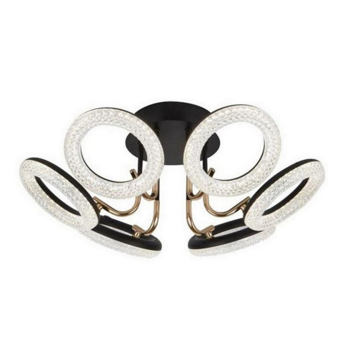 Люстра светодиодная 6 плафонов  56*22 см 96Вт 6720LM 24м2 3 цвета прилож пульт черный Baizheng