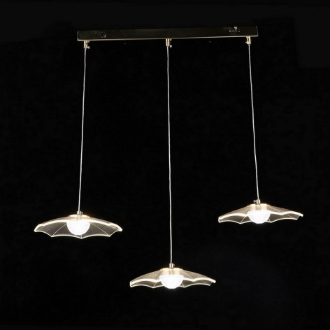 Люстра светодиодная кухонная 3 плафона 68*22*7см 60Вт 7500LM 20м2 3 цвета хром Baizheng