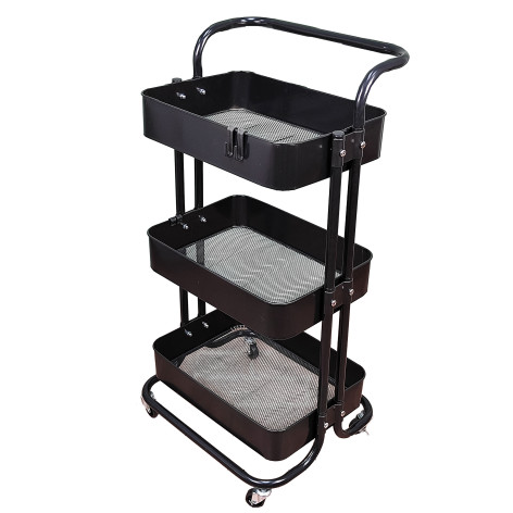 Этажерка пластиковая 3-х ярусная 45х37х82 см на колесах микс Baizheng