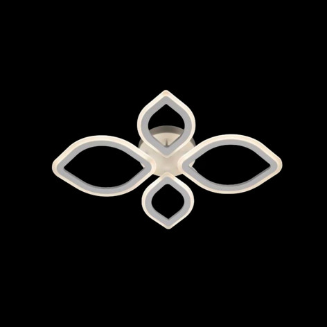 Люстра светодиодная 4 плафона 68*8 см 84Вт 2700LM 15м2 3 цвета прилож пульт хром Baizheng