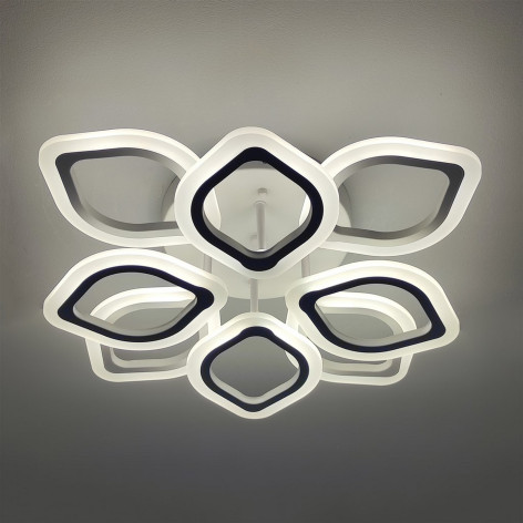 Люстра светодиодная 8 плафонов 61*12 см 112Вт 8064LM 25м2 3 цвета прилож пульт белый Baizheng