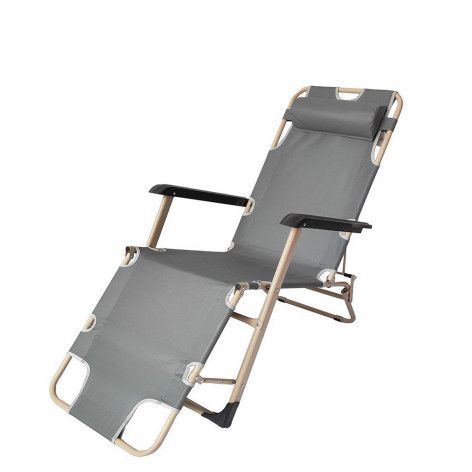 Кресло-шезлонг туристическое складное 178*60*92 см до 120 кг серый Baizheng