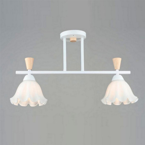 Люстра 2 плафона 56,5*16,5*32,5 см Е27 60Вт 9м2 дерево плафон стекло белый Baizheng