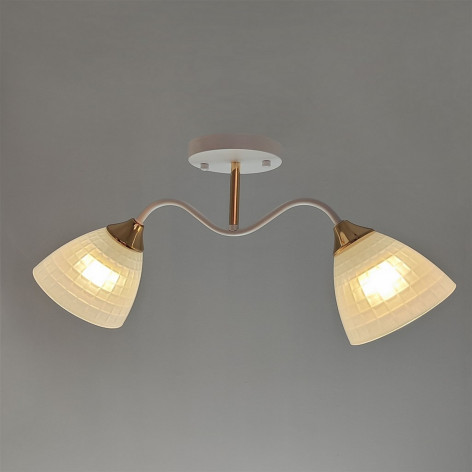 Люстра 2 плафона 46*13,5*23 см Е27 60Вт 9 м2 плафон стекло бело-золотой Baizheng