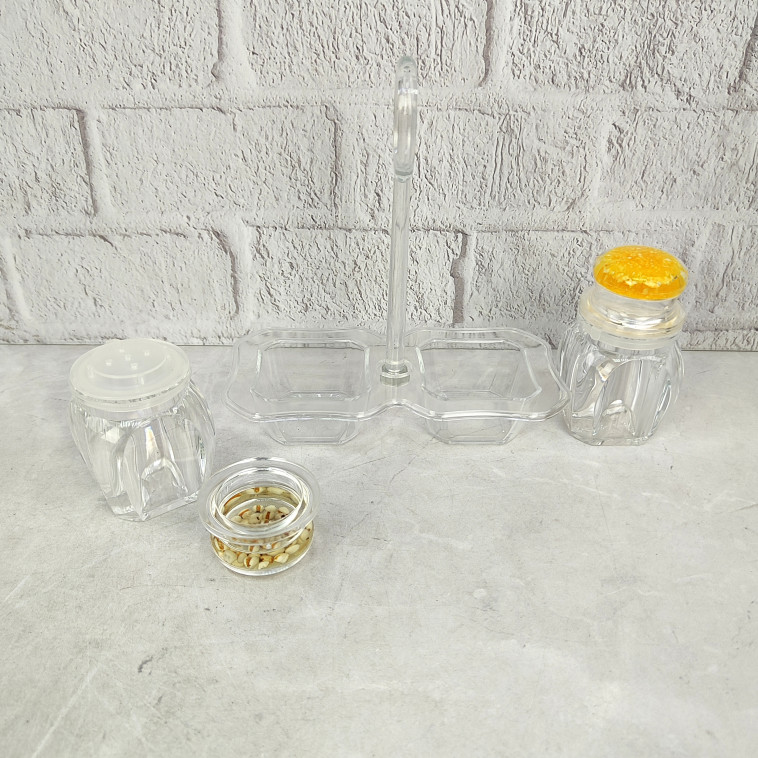 Изображение Набор пластиковый для специй 3 предмета подставка прозрачный Jam Jar Fessle