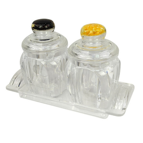 Набор пластиковый для специй 5 предметов  ложка подставка прозрачный Jam Jar Fessle