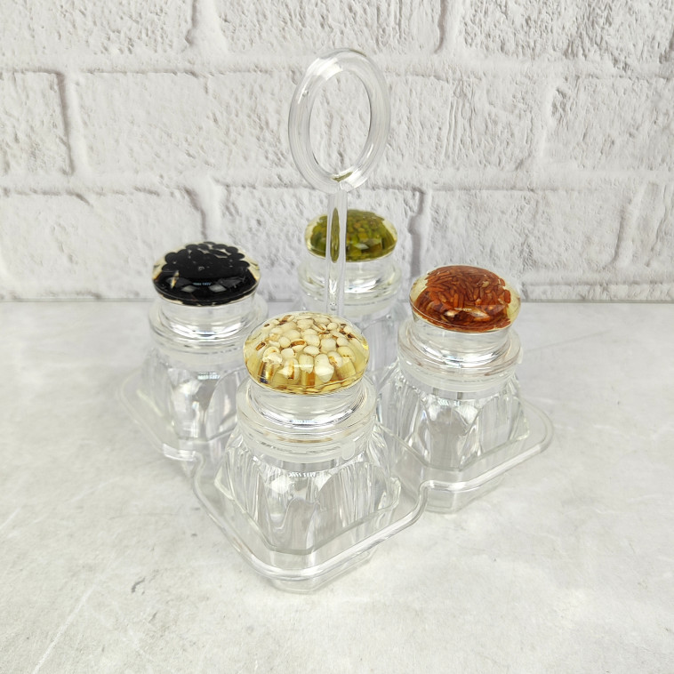 Фото Набор пластиковый для специй 5 предметов подставка прозрачный Jam Jar Fessle