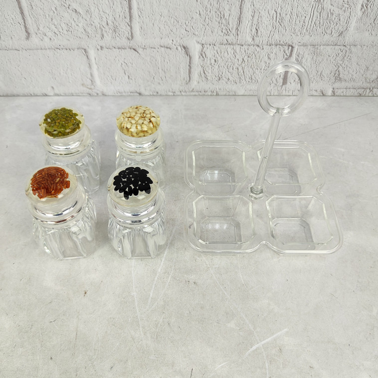 Картинка Набор пластиковый для специй 5 предметов подставка прозрачный Jam Jar Fessle
