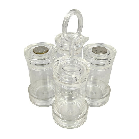 Набор пластиковый для специй 5 предметов подставка прозрачный Jam Jar white Fessle