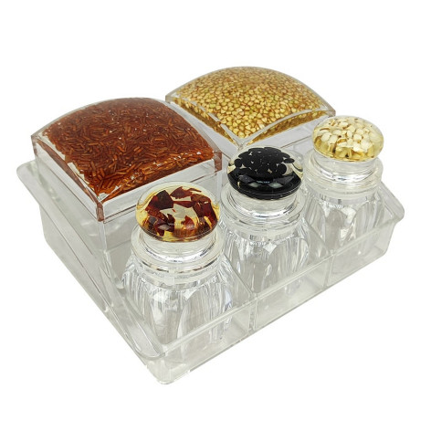 Набор пластиковый для специй 6 предметов подставка прозрачный Jam Jar Fessle