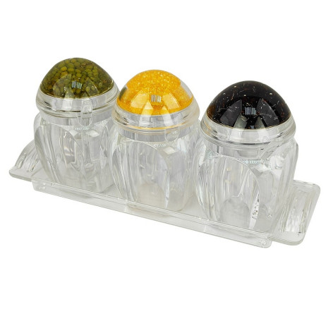 Набор пластиковый для специй 7 предметов ложка подставка прозрачный Jam Jar Fessle