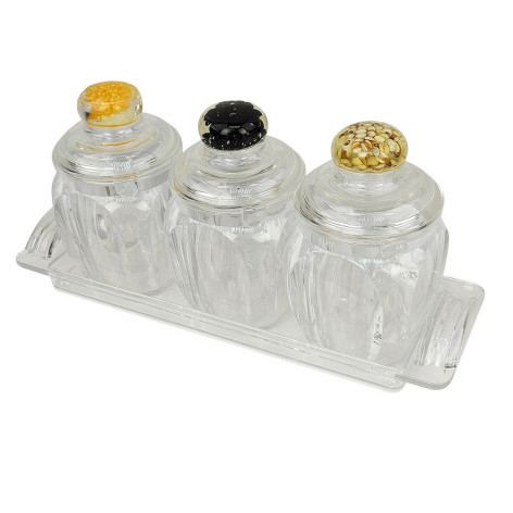 Набор пластиковый для специй 7 предметов ложка подставка прозрачный Jam Jar Fessle