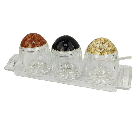 Набор пластиковый для специй 7 предметов ложка подставка прозрачный Jam Jar Fessle