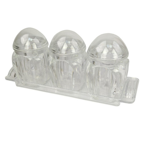 Набор пластиковый для специй 7 предметов ложка подставка прозрачный Jam Jar white Fessle