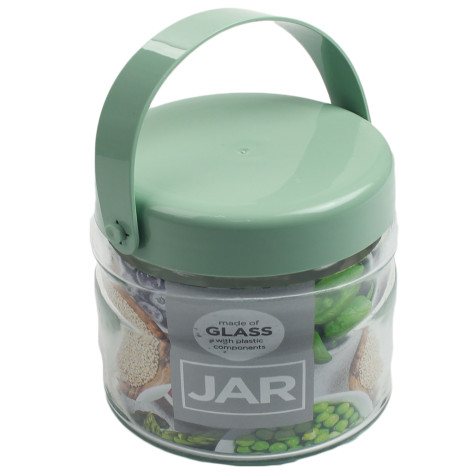 Банка стеклянная для продуктов 1400 мл пластиковая крышка ручка микс Marco Коралл