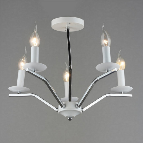 Люстра 5 плафонов 46*37 см Е14 60Вт 20м2 плафон стекло хром белый Baizheng