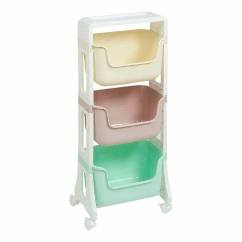 Этажерка пластиковая 3-х ярусная на колесах 401х260х943 мм микс Junior Violet