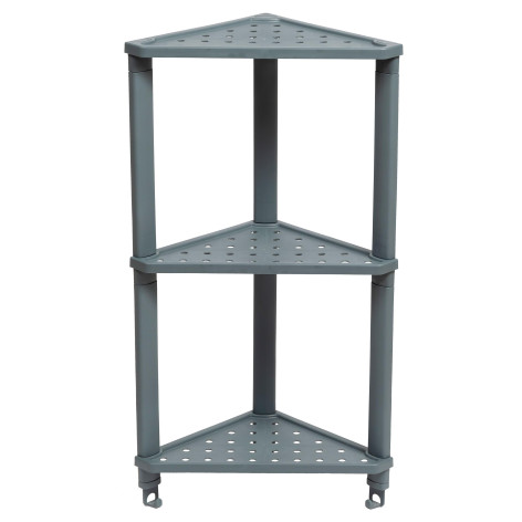 Этажерка пластиковая угловая 3-х ярусная 365х260х680 мм подвесная серый Vikea Violet