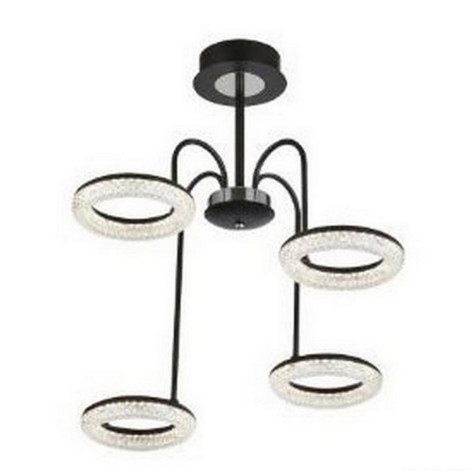 Люстра светодиодная 4 плафона  59*24 см 64Вт 4480LM 16м2 3 цвета прилож пульт черн Baizheng