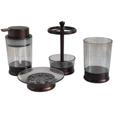 Набор пластиковый для ванной 4 предмета темно бронзовый TY-8011 Baizheng