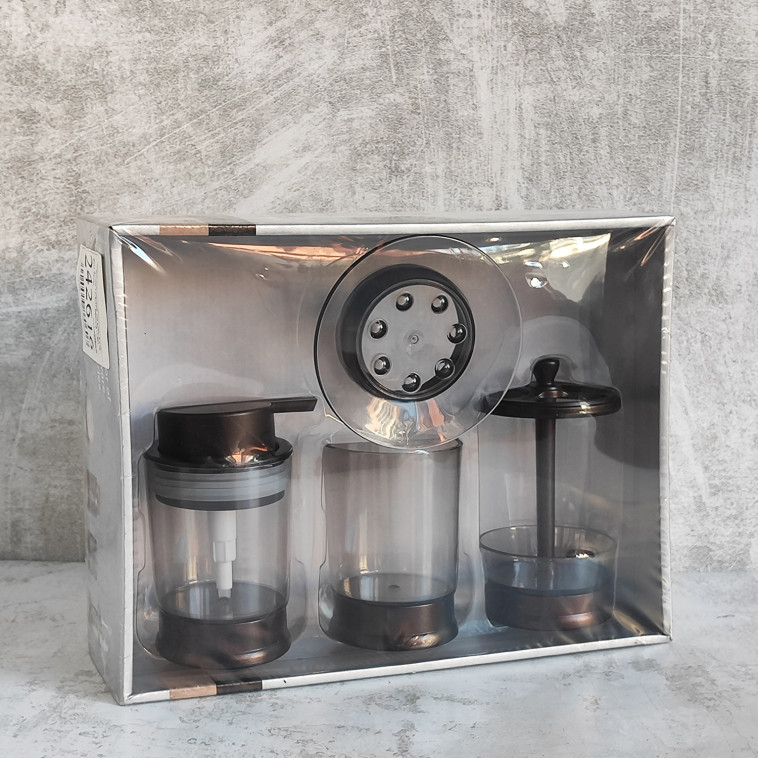 Фото №1 Набор пластиковый для ванной 4 предмета темно бронзовый TY-8011 Baizheng