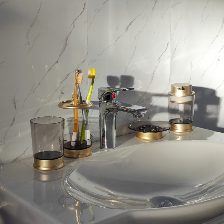 Мини фото №2 Набор пластиковый для ванной 4 предмета золото TY-8011 Baizheng