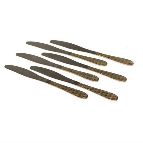 Нож нерж сталь столовый  2 мм 6 шт ромбы золото Baizheng