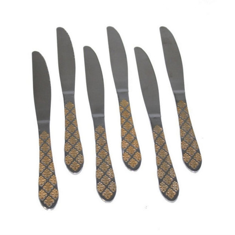 Нож нерж сталь столовый  23х2 см 6 шт серебро золото Baizheng