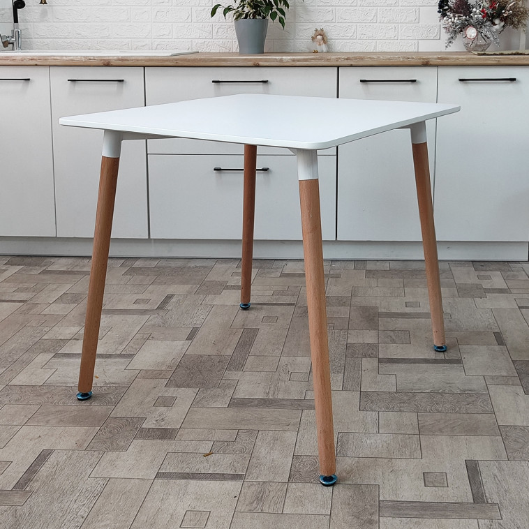 Изображение Стол ЛДСП кухонный 80*80*74 см белый квадрат ножки дерево QT04WH Baizheng