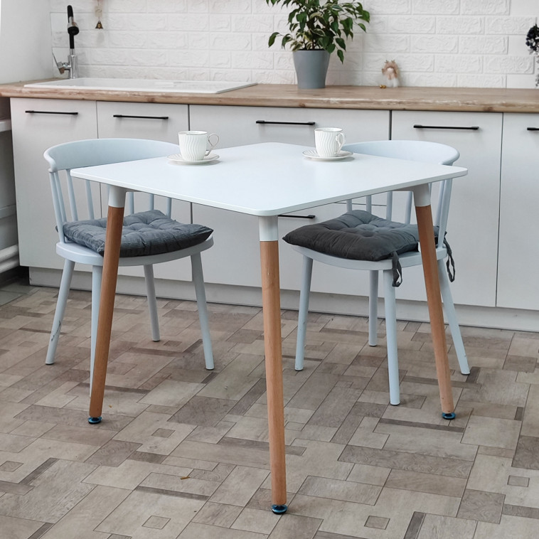 Фото №1 Стол ЛДСП кухонный 80*80*74 см белый квадрат ножки дерево QT04WH Baizheng