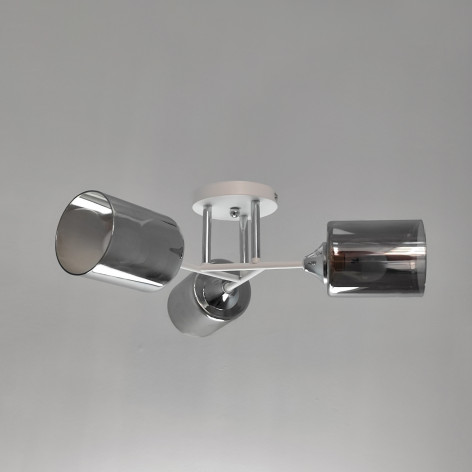 Люстра 3 плафона 51*16 см Е27 60Вт 12м2 плафон стекло белый хром BZ-BLZ03 Baizheng