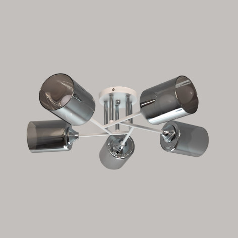 Люстра 5 плафонов 58*16 см Е27 60Вт 20м2 плафон стекло белый хром BZ-BLZ03 Baizheng