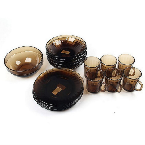 Набор стеклянный столовый 19 предметов дымка Elica Pasabahce