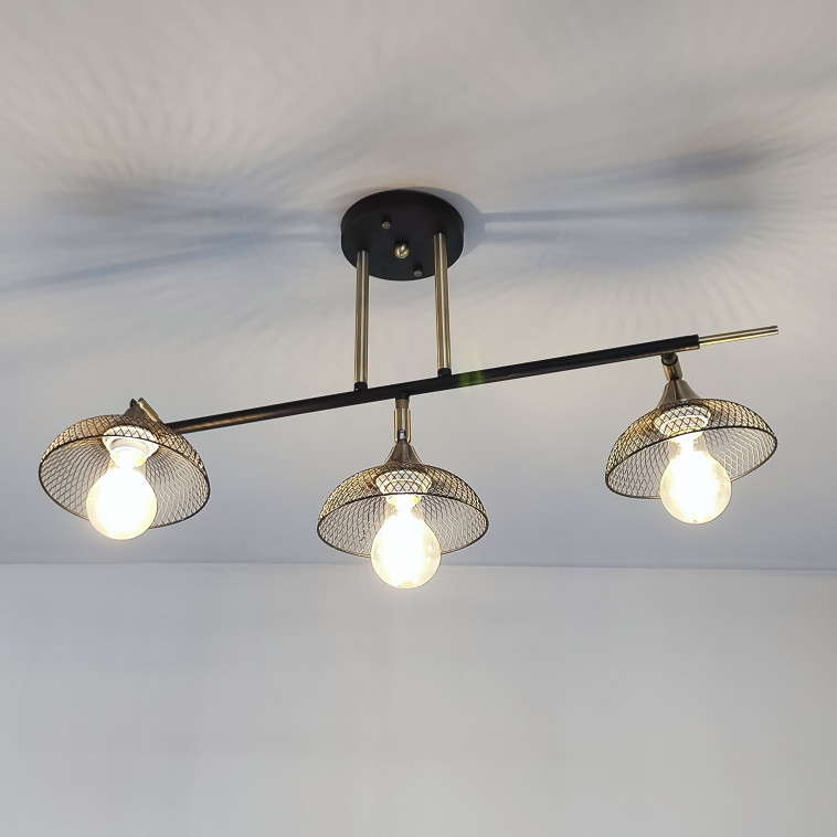 Фото Светильник спот 3 плафона 68*33*30 см Е27 60Вт 12м2 плафон металл черный Baizheng