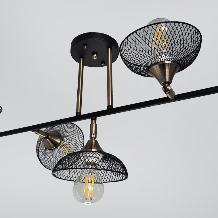 Изображение Светильник спот 5 плафонов 92*33*30 см Е27 60Вт 20м2 плафон металл черный Baizheng