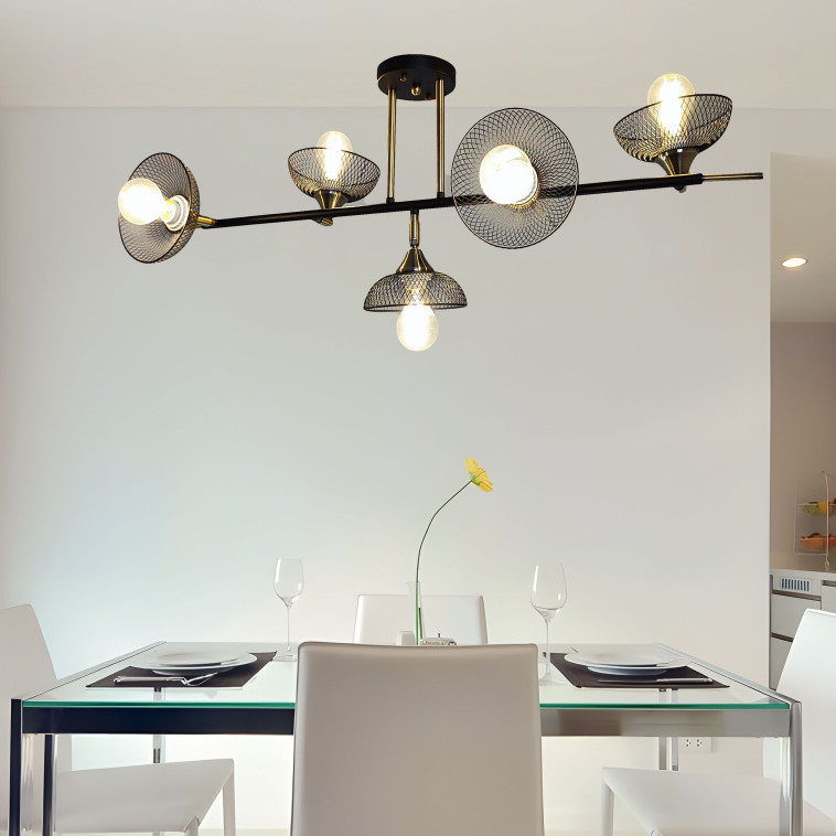 Картинка Светильник спот 5 плафонов 92*33*30 см Е27 60Вт 20м2 плафон металл черный Baizheng