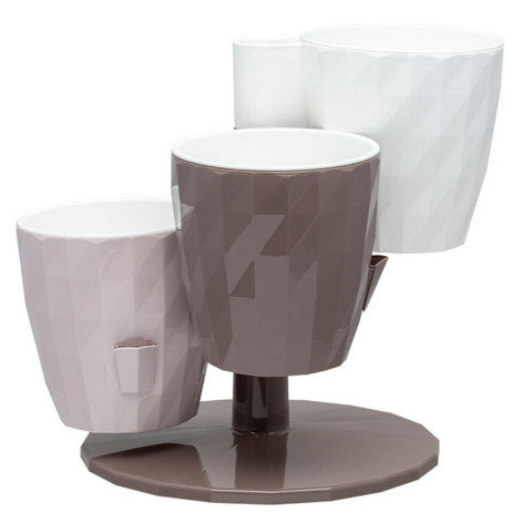 Каскад пластиковый 1 л 3 горшка белый мокко бежево розовый Трио Ruby Bmc