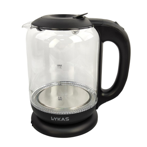 Чайник стеклянный электрический 1,7 л 1,85 кВт подстветка черный L-1791 Lykas