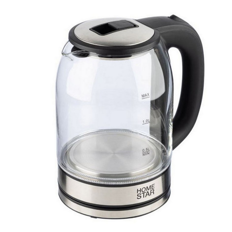 Чайник стеклянный электрический 1,8 л 1,5 кВт подсветка черный HS-1042 HomeStar
