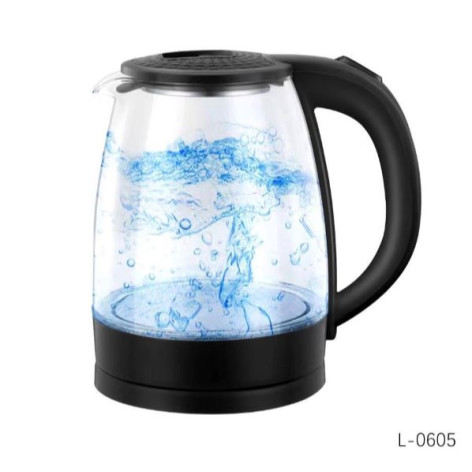 Чайник стеклянный электрический 2 л 1,85 кВт подстветка черный L-0605 Lykas