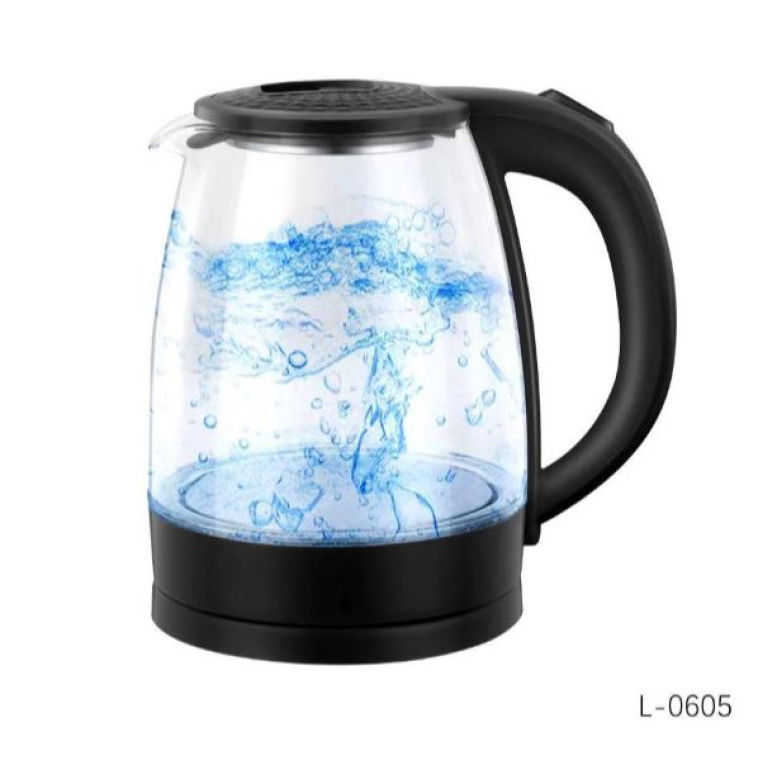 Чайник стеклянный электрический 2 л 1,85 кВт подстветка черный L-0605 Lykas