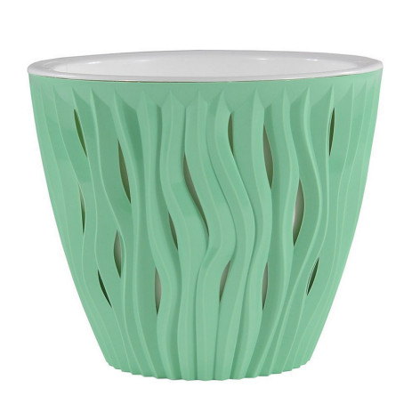 Кашпо пластиковое  4,5 л мята белая вставка Вдохновение Bmc