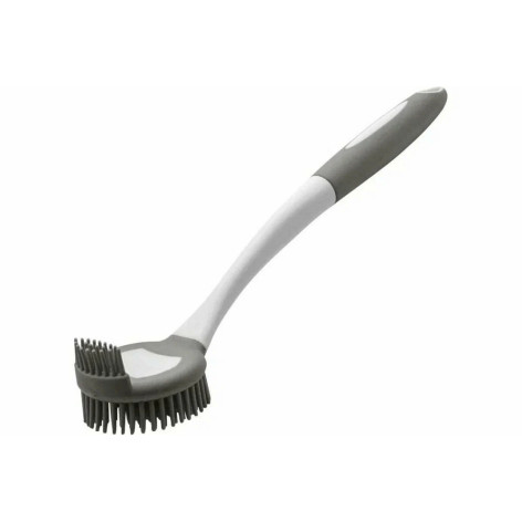 Щетка пластиковая кухонная 29х6х5,5 см круглая ворс резиновый длинная ручка KB-08 Рыжий кот