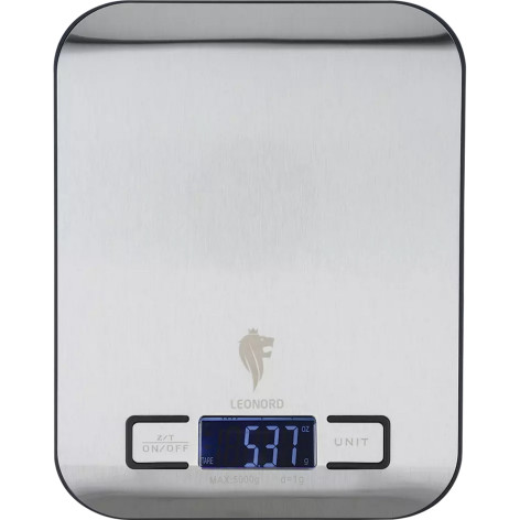 Весы кухонные электронные нерж сталь 5 кг 18х13,7 см LE-1702 Leonord
