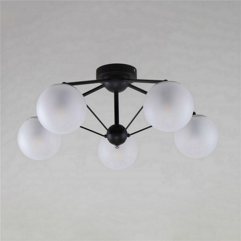 Люстра 5 плафонов 61*61*27 см Е27 60Вт 20м2 плафон стекло черный Baizheng