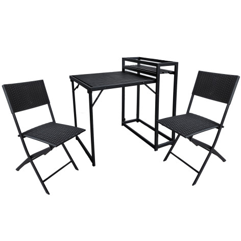 Мебель пластиковая 84*59 см стол 58*45*78 см 2 стула до 120 кг чёрный Ротанг Baizheng Мебель пластиковая 84*59 см стол 58*45*78 см 2 стула до 120 кг чёрный Ротанг Baizheng