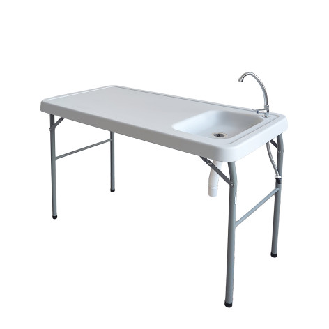 Стол туристический складной 115*59*86,5 см до 50 кг раковина белый Baizheng